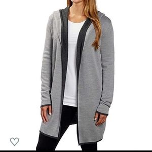 Blanc Noir Wool Blend Two-Toned Grey Hooded Cardigan